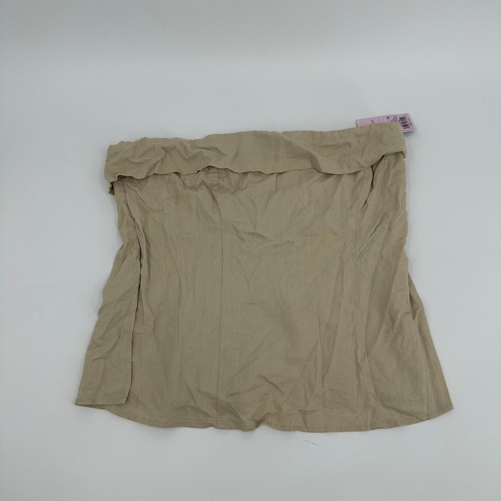 Wild Fable Tube Top Strapless Smocked Back Modern Womens Size L Beige Tan Khaki